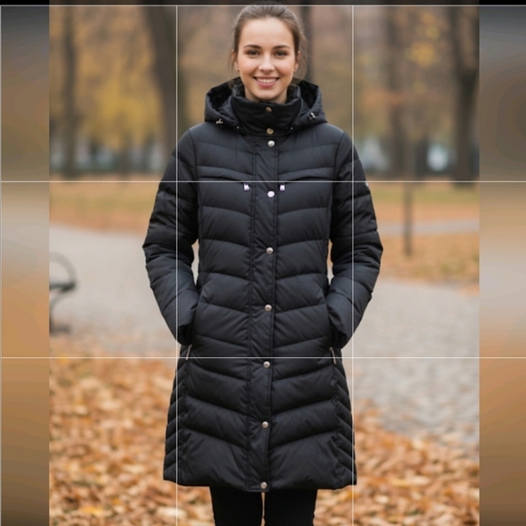 Michael Kors Hooded Down Mid-weight Puffer Coat Jacket in Gunmetal Color Sz L - Picture 1 of 16